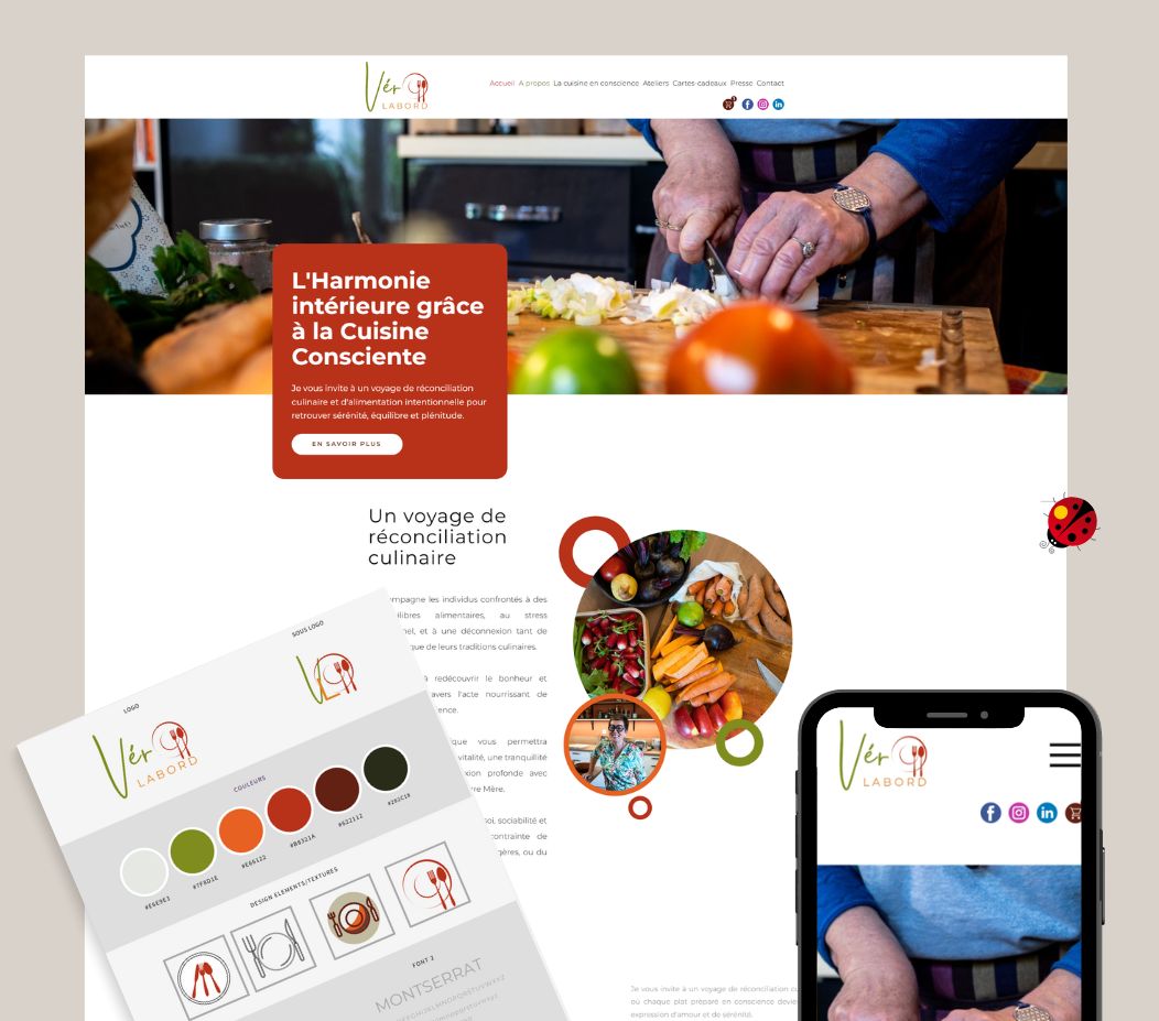 conception du site et de supports marketing pour véronique labord cuisine en consccience par osez percer
