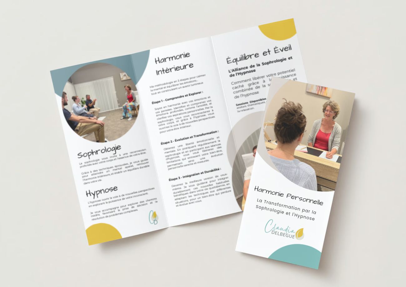 réalisation de brochure pour Claudia Delbegue sophrologue par Osez Percer