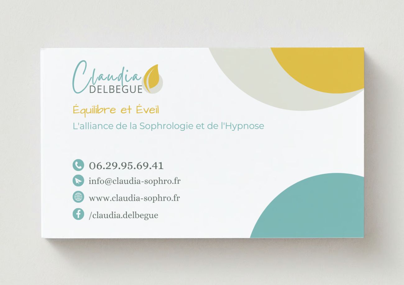 réalisation de cartes de visites pour Claudia Delbegue sophrologue par Osez Percer