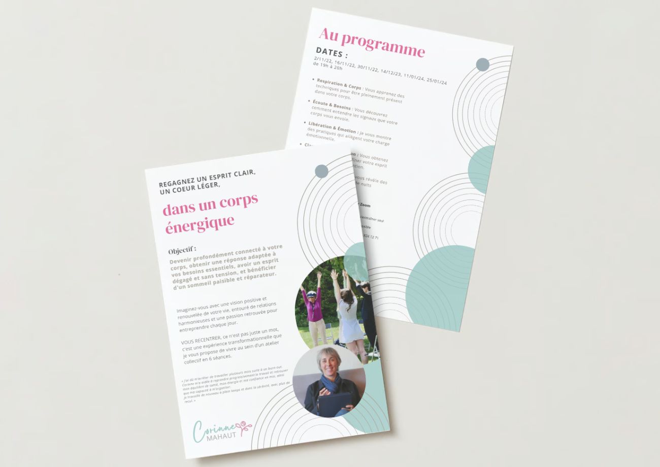 réalisation de flyers pour Corinne Mahaut sophrologue par Osez Percer