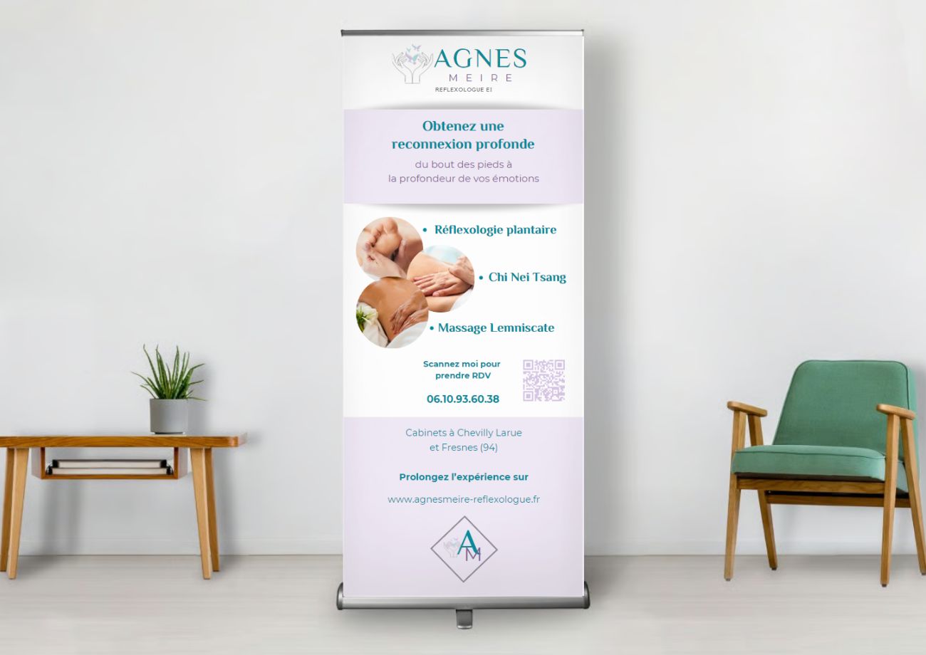 réalisation du roll up Agnès Meire reflexologue à Fresnes et Chevilly la Rue par Osez Percer